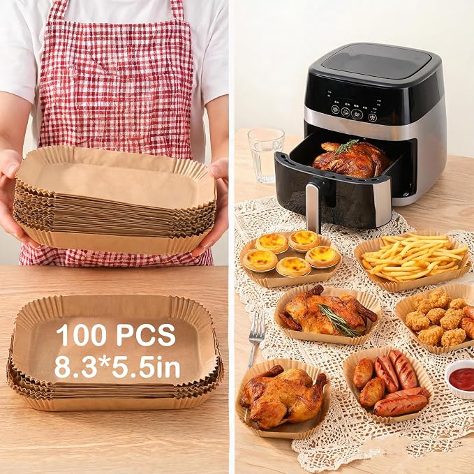 Silicone Air Fryer Liners, Reusable Rectangular Airfryer Basket Liners Compatible with Ninja Foodi DZ201/DZ401/DZ302/DZ550 & Most 8-10QT Dual Basket Air Fryers, 21PCS Air Fryer Accessories