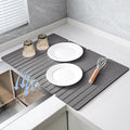 Extral Large Quick Dry Stone Drying Mat for Kitchen Counter,24x16 Inch Collapsible Eco-Friendly Absorbent Diatomaceous Earth Mat for Dishes Cups (Deep Gray-Upgraded Version, 24x16 inch)