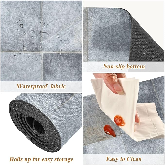2 in 1 Table Runner Trivet for Hot Pots and Pans Heat Resistant Non Slip Waterproof 39 x 12 Inch Decorative Table Protector for Kitchen Countertop Marble Grey
