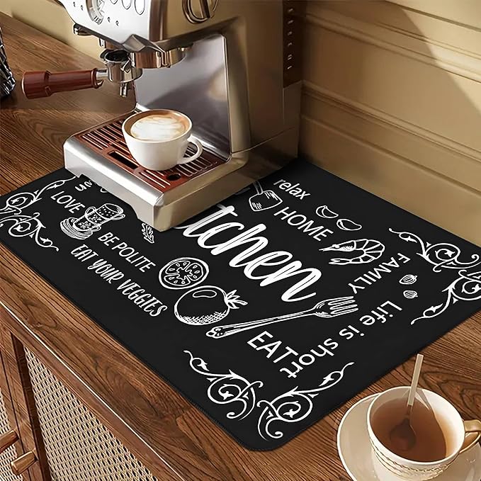 Decorative Stove Top Covers for Electric Stove 28"x20" – Heat Resistant Glass Cooktop Protector Dish Drying Mat – Non-Slip Rubber Backing Washer Top Cover Waterproof Extra Counter Space (Kitchen 3)
