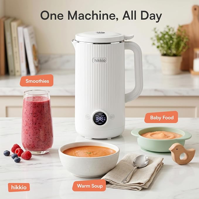 8-in-1 Nut Milk Maker Machine – Homemade Soy, Almond, Oat & Coconut Plant-Based Milk Maker – Delay Start, Keep Warm, Self-Cleaning – 20 oz