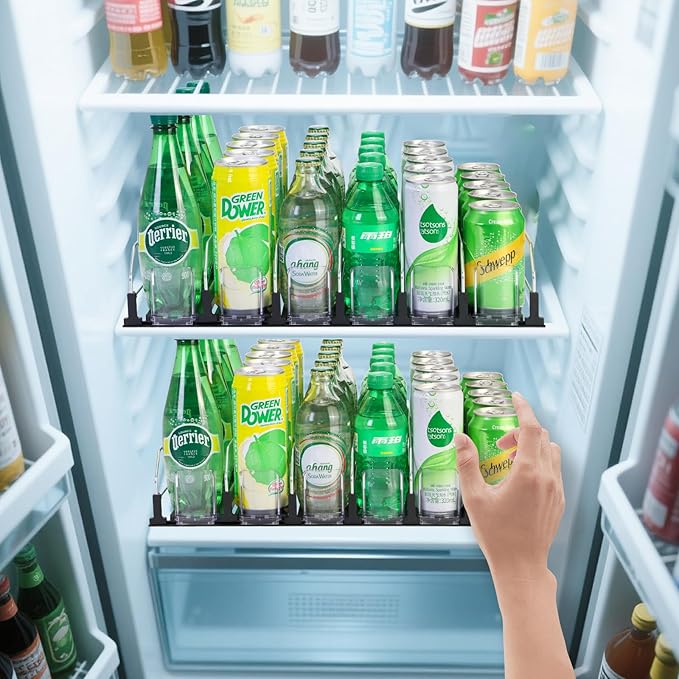 Upgraded Drink Organizer for Fridge，Soda Can Dispenser for Refrigerator，Automatic Self-Pushing Drink Pusher，Space-Saving Fridge Storage，Holds up to 30-35 Cans, 6 Row