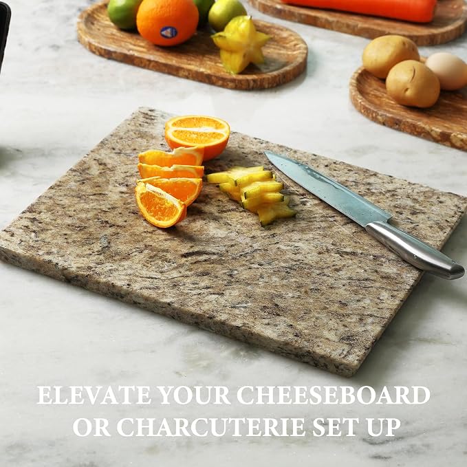 Koville Marble Cutting Board for Kitchen, 16x12 Inches Large Marble Slab Cheese Board, Rectangular Serving Board for Baking Charcuterie Pastry, Natural Stone Board for Countertop (Ornamental)