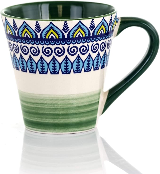 Elama Zen Green Mozaik 16 Piece Luxurious Stoneware Dinnerware with Complete Setting for 4, 16pc