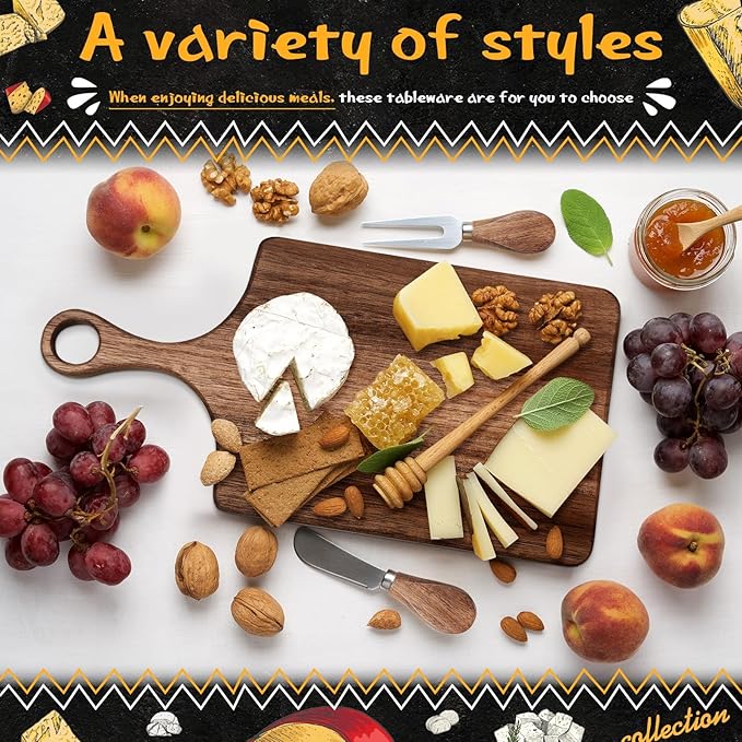 24 Set Christmas Gifts Bridal Shower Favor Acacia Wooden Square Cheese Board Gift Set With Knives, Mini Cutting Board Bulk Set, Tags and Boxes for Party Birthday