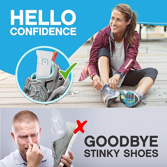 NonScents Shoe & Refrigerator Deodorizer Bundle - 2 Pack (4 Count) Shoe Odor Eliminator & 2 Refrigerator Deodorizer - Powerful, Reusable Odor Absorbers for Shoes, Fridge, Closets - Unscented Freshness