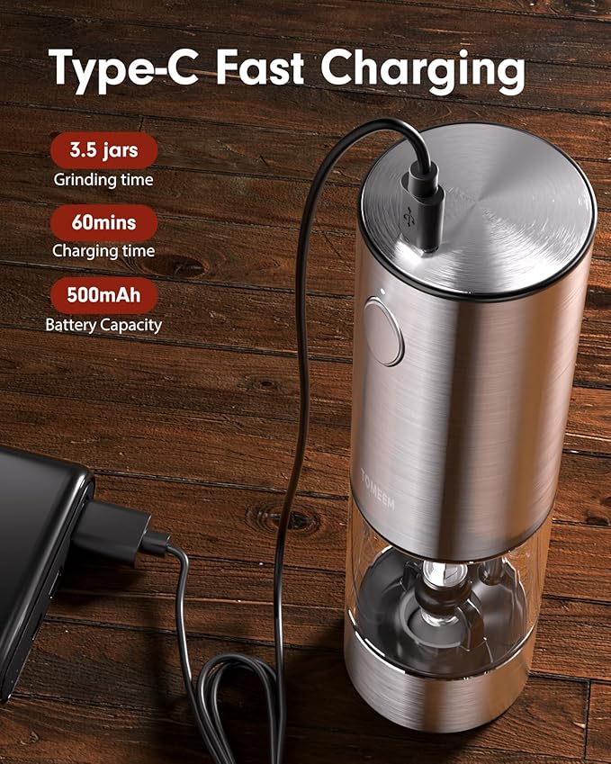 Upgraded Larger Capacity Electric Salt and Pepper Grinder Set + Electric Salt and Pepper Grinder Set
