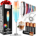 Zulay Kitchen Powerful Milk Frother Wand With 4 AA Duracell Batteries - Ultra Fast Handheld Drink Mixer - Electric Whisk Foam Maker for Coffee, Lattes, Cappuccino, Matcha & Creamer - Sunrise