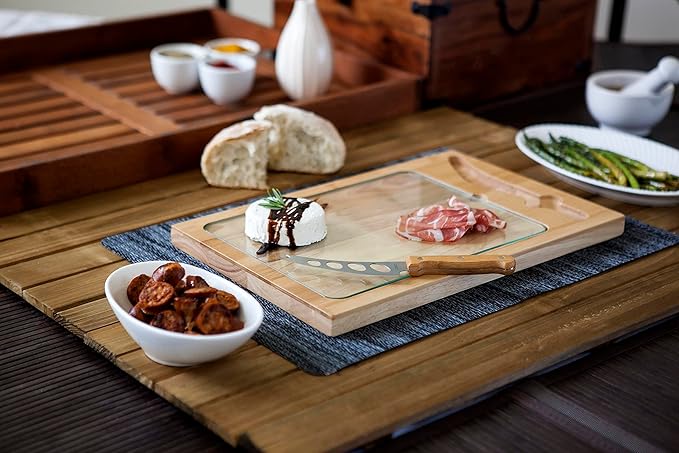 PICNIC TIME NHL unisex-adult NHL Icon Glass Top Cutting Board & Knife Set