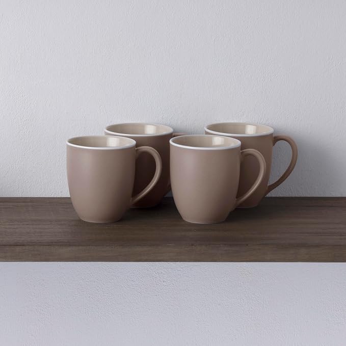 Noritake ColorTrio Clay Set of 4 Coupe Porcelain Mugs, 12 oz.