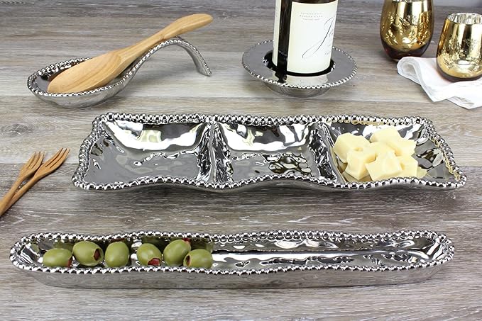 Pampa Bay Golden Salerno Titanium-Plated Porcelain Spoon Rest (Silver)