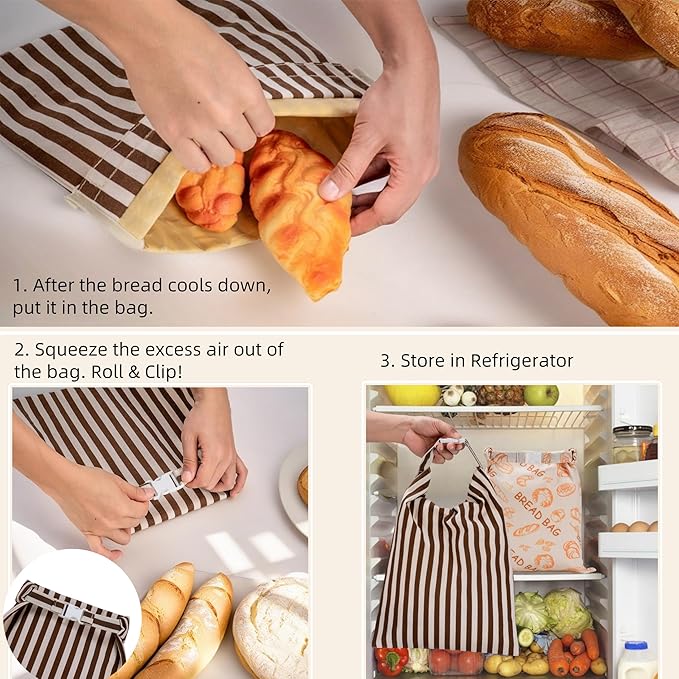 Beeswax Bread Bags for Sourdough - Extra Large 17"×12.5", 2 Pack Reusable Organic Cotton Linen Bread Storage Bag, Keeps Bread Fresh Naturally, Eco-Friendly Homemade Bread Bag