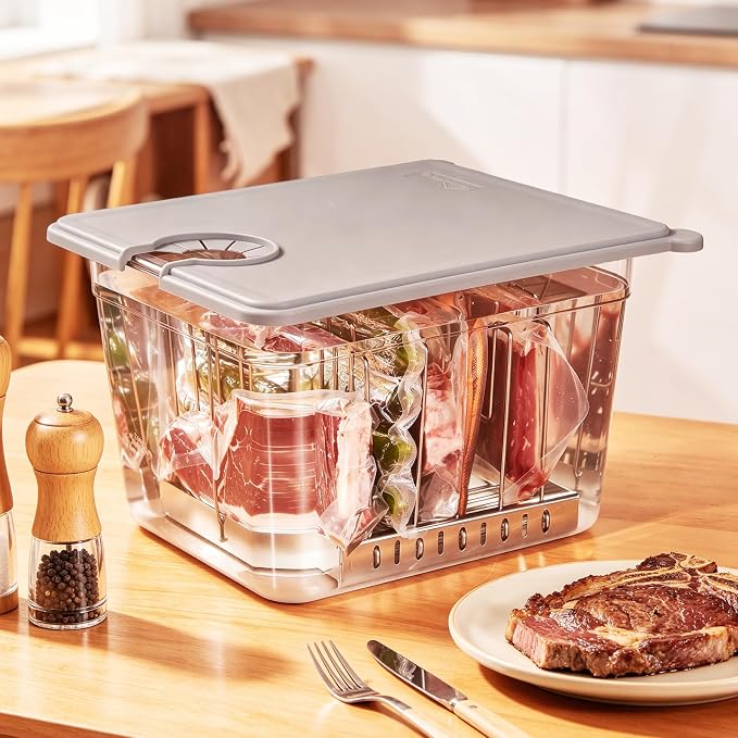 HOMENOTE Sous Vide Container 12 Quart with Collapsible Silicone Lid,Complete Sous Vide Accessories Kit BPA Free,Compatible with Anova and Most Sous Vide Cookers（Comes with Rack）
