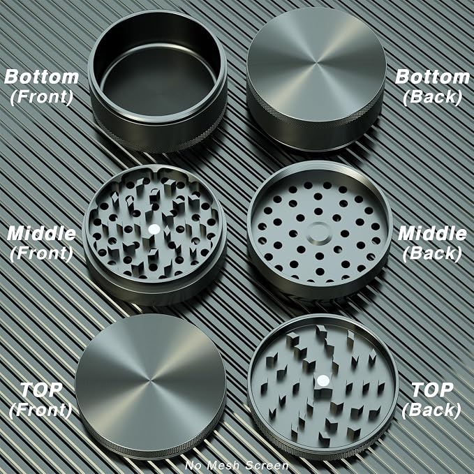 3 Inch Spice Grinder with Storage Compartment, Essential Kitchen Tool(Aluminum Alloy, Grey)