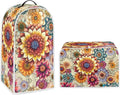Bright Floral Blender Cover Toaster Cover Boho Mandala Floral 2 Slice Coffee Maker Appliance Covers Washable Cover Anti Fingerprint Protection
