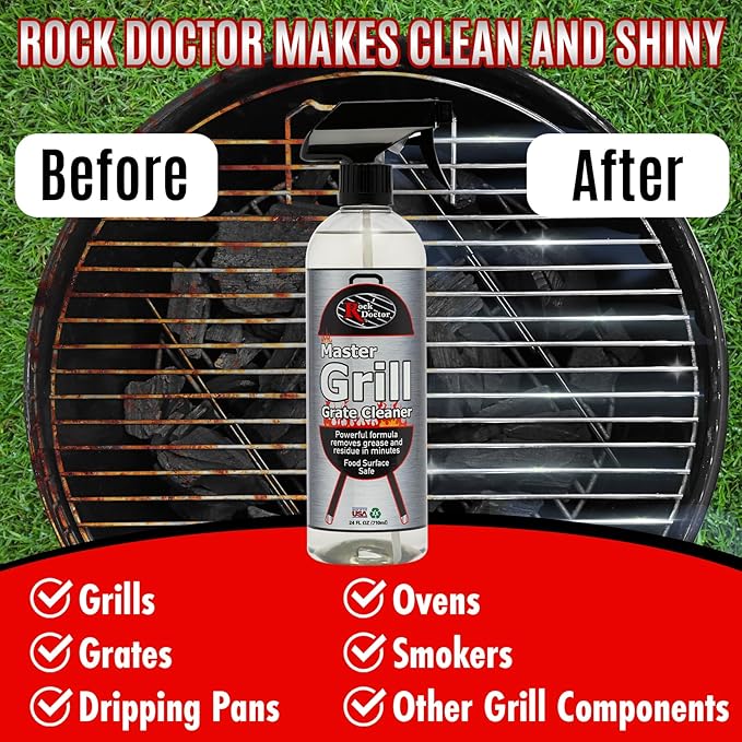 Rock Doctor Grill & Grate Cleaner 24oz. 2-Pk Food Surface Safe, Powerful Foaming Action, No Fumes, Fast Acting Formula Removes Grease, Grime