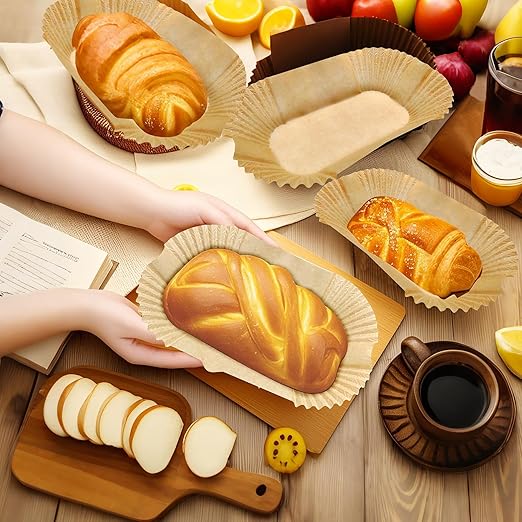 150 Pack 9x5 Inch Loaf Pan Liners, Non-Stick Cake Baking Sheets, Unbleached & Greaseproof Baking Paper for Cookies, Cupcakes, Bread.(Bottom Sizes: 8"× 4")