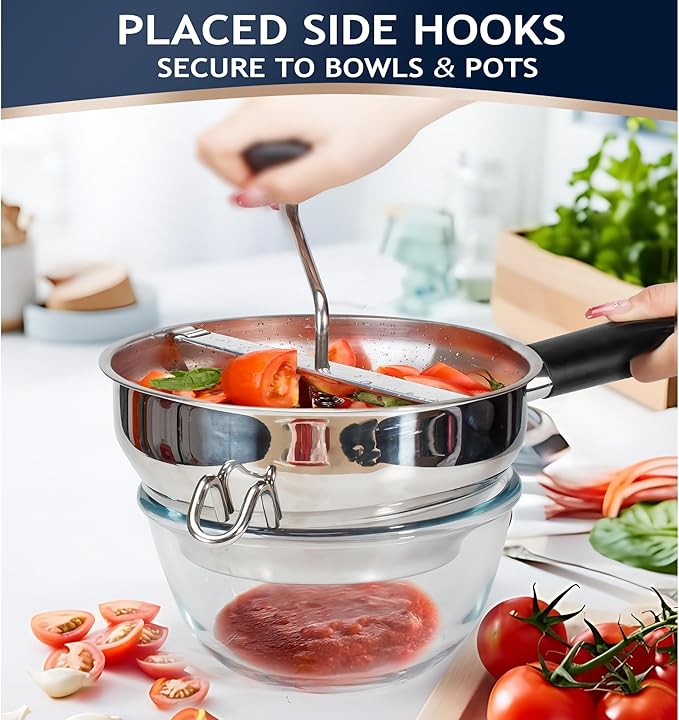 Food Mill Stainless Steel With 3 Grinding Discs and Complete Canning Supplies Starter Kit of 8-Includes Tongs, Jar Lifter, Wrench, Lid Lifter, measurer,Funnel,Labels,Multifunctional Spoon(GJ-OG-GR)