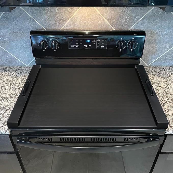GASHELL Noodle Board Stove Cover with Handles, Multiple Stove Top Cover Board for Electric/Gas Stove Top(Black), GSC-2212