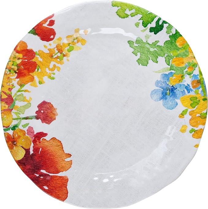 UPware 12 Piece Floral Melamine Dinnerware Sets, Outdoor Dishes Set, Plates and Bowls Sets, Service for 4, Multicolor