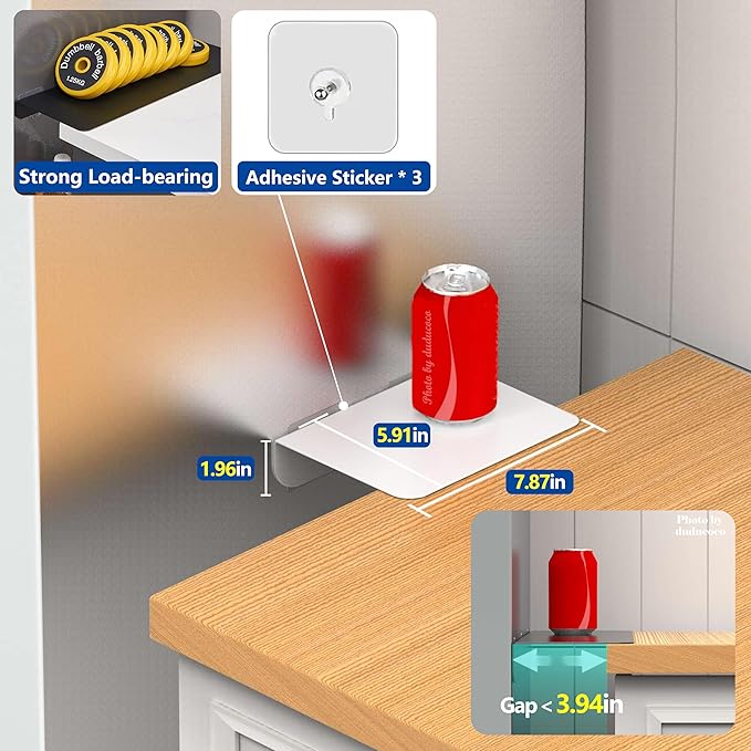 Metal Kitchen Refrigerator Gap Partition Countertop Gap Extension Board, Refrigerator Side Partition, Gap Covers Between Countertop And Walls, No Drill (White, 7.8 * 5.9inch)