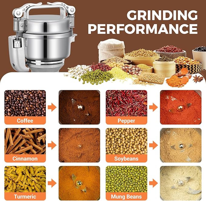 LEEVOT Grain Mill 150g Commercial Spice Grinder Electric 650W Stainless Steel Pulverizer Dry Grinder for Grinding Wheat, Oats, Corn, Pepper, and Coffee Beans – Grinders for Kitchen.