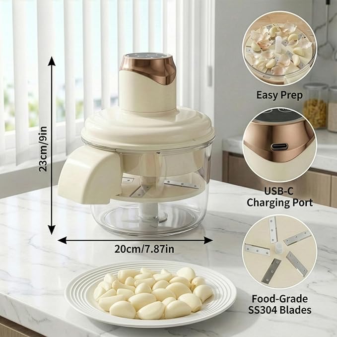 Electric Garlic Prep Assistant – Garlic Peeler Tool That Loosens Skin for Easy Peeling, Fast Kitchen Gadget for Garlic Cloves, Also Works for Pearl Onions, Grapes, & Cherry Tomatoes, Easy-Clean, White