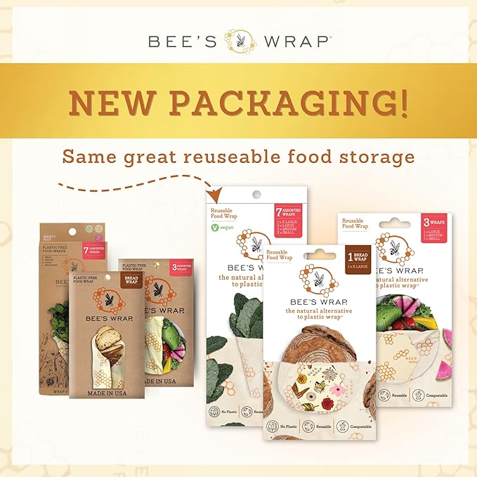 Bee's Wrap Beeswax Wraps for Bread - Beeswax Bread Wrap for Sourdough & Bread Storage - Plastic Free Made in USA Reusable Natural Food Wrap - Meadow Magic
