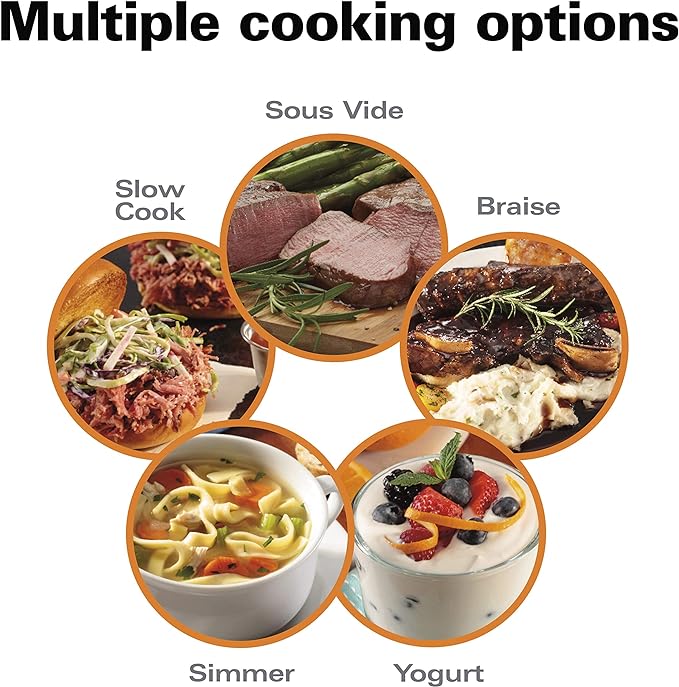Hamilton Beach Portable 6 Quart Set & Forget Programmable Slow Cooker | Temperature Probe | Lid Lock For Easy Travel | Dishwasher Safe Crock & Glass Lid | Black Stainless Steel | 33866
