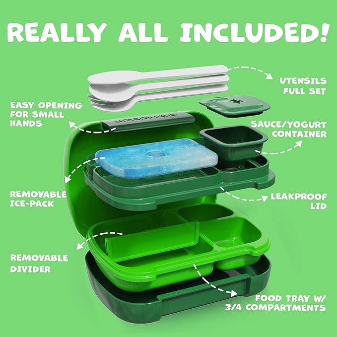 Umami Bento Box Bundle for Kids & Adults Leakproof All-In-1 Lunch Boxes with Utensils, Dividers, Microwave & Dishwasher Safe
