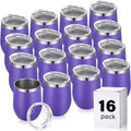 Remagr 16 Pack Stainless Steel Wine Tumblers 12 oz Insulated Vacuum Wine Cup Set Double Wall Stainless Steel Stemless Mug Glasses for Coffee Soda Whiskey Outdoor Travel (Purple)