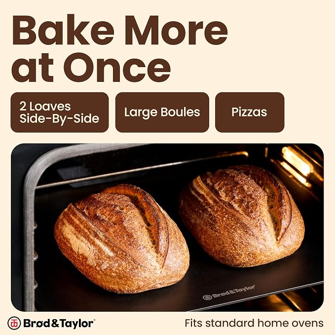 Brod & Taylor Bread Steel Duo, Bake Two Loaves at Once and Pizzas, Fast Preheating, Extra Durable Solid Steel, Pre-Seasoned & Ready For Baking