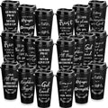 Skylety 20 Pack Bulk Christian Gifts for Men Women 16oz Reusable Bible Verse Tumbler Plastic Coffee Cup with Lid Inspirational Religious Church Gift for Teacher Graduation Party Favor (Black)