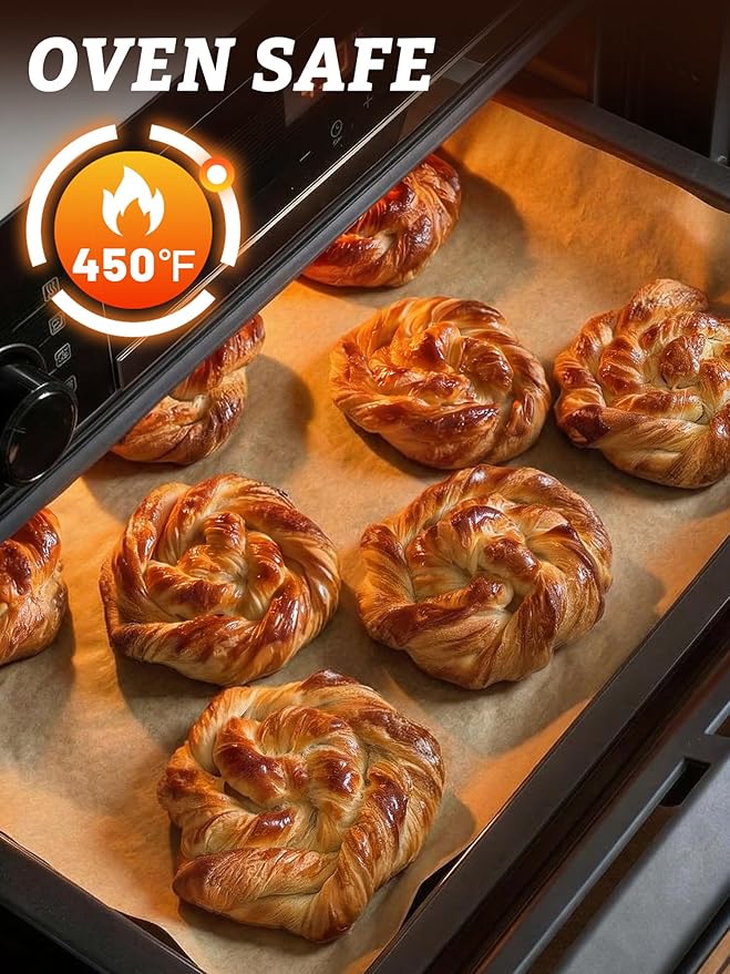 SMARTAKE 400 Pcs Parchment Paper Baking Sheets, 12x16 Inches Non-Stick Precut Baking Parchment, for Baking Grilling Air Fryer Steaming Bread Cup Cake Cookie and More (Unbleached)
