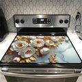 Glass stove top cover 28"x 20", Stove Top Covers for Electric Stove, Flat Range Mat for Glass Cooktop, Kitchen Heat-Resistant Protector Mat Non-Slip Drying Mat (Peony)