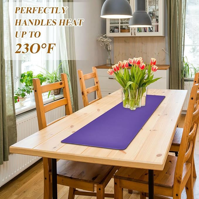 Dark Purple Trivet Table Runner for Countertop Kitchen Heat Resistance Pot Holders Anti-Slip Hot Pad Mats 11.8 * 39.4 Inches
