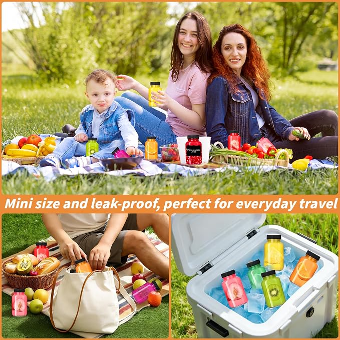 35 Pack 4 oz Glass Shot Bottles with Lids Small Clear Glass Jar for Ginger Wellness Shot Mini Juice Bottle Reusable Wide Mouth Travel Cup & 36 Labels,2 funnels,1 brush for Juice Milk Potion Liquids