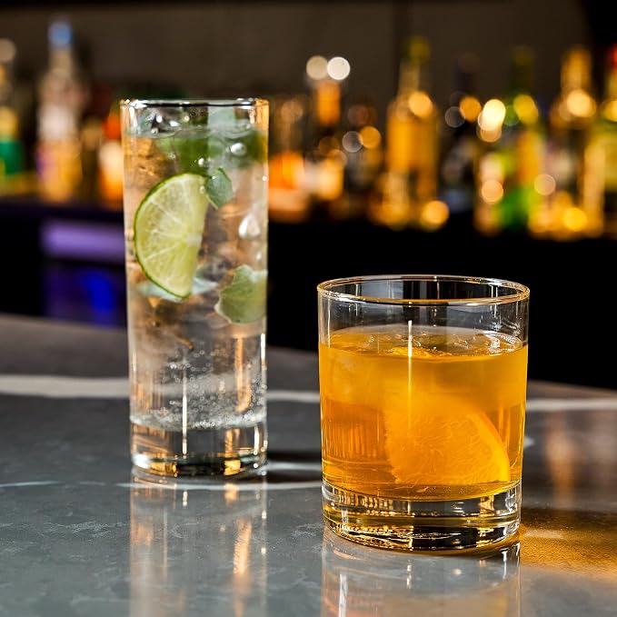 LEMONSODA Lowball Marino Rocks Glass, Classic Bar Glassware for Mojito, Whiskey, Cocktail, Mocktails and Drinking Water Tumbler - 10oz (Set of 6)
