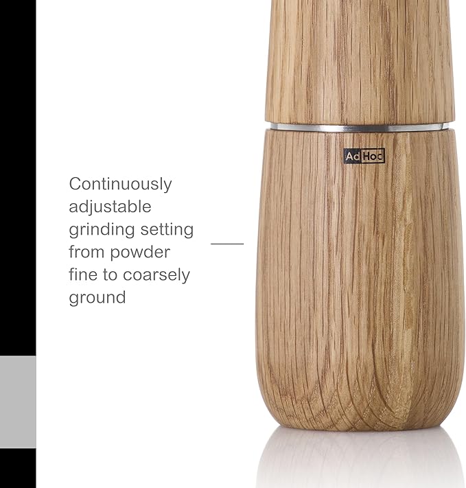 AdHoc Yono Salt Or Pepper Mill Light - Manual Salt & Pepper Grinder with Ceramic Grinding Mechanisms - Modern Kitchen Accessory