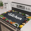 Decorative Stove Top Covers for Electric Stove 28"x20" – Heat Resistant Glass Cooktop Protector Dish Drying Mat – Non-Slip Rubber Backing Washer Top Cover Waterproof Extra Counter Space (Kitchen 5)