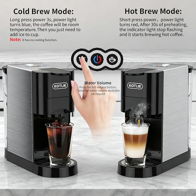 5 in 1 Single Serve Coffee Maker for K-Cup Pods, Nespresso Original, Dolce Gusto, ESE 44mm and Ground Coffee, 19 Bar Espresso Coffee Machine with Fast Brewing for Home Kitchen Office, Classic