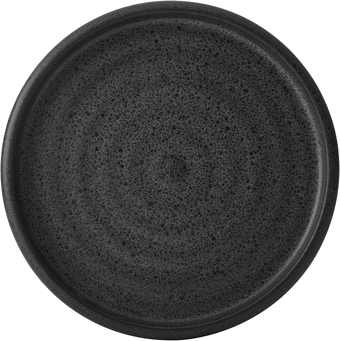 Mikasa Declan 12 Piece Stoneware Dinnerware Set, Service for 4, Modern Black Plate and Bowl Dishes with High Rims, Black