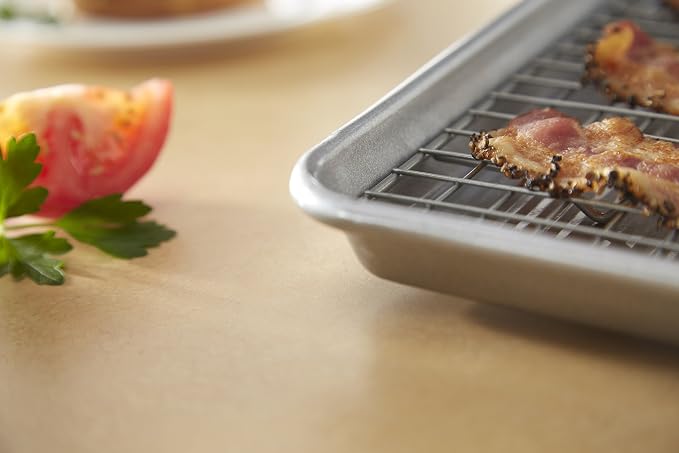 USA Pan Quarter Sheet Oven Safe Nonstick Baking and Cooling Rack (Pack of 2)