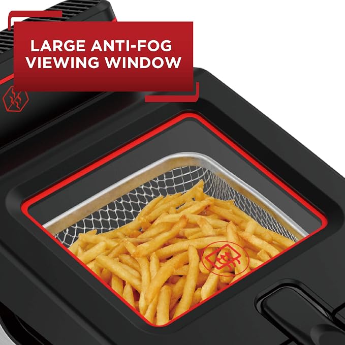 T-fal Deep Fryer with Basket, Electrics Stainless Steel 3.5 Liter Oil Capacity, 2.6 Pound Food Capacity 1800 Watts Easy Clean, Temp Control, Digital Timer, Oil Filtration, Dishwasher Safe Parts Silver