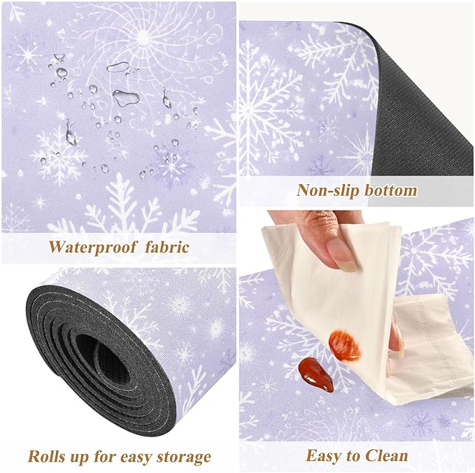 Gray White Winter Snowflakes Christmas Trivet Table Runner 40 Inches Long Trivet for Hot Pots and Pans/Hot Dishes,Table Protector Heat Up to 230F, Decorative Hot Plates Mat for Kitchen Countertop