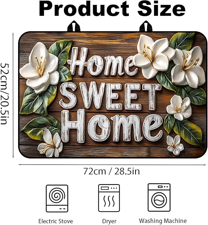 Stove Top Cover for Electric Stove, Vintage Farmhouse Style Glass Cooktop Protector, Multi-functional Kitchen Counter & Washer Top Cover