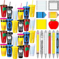 Honeydak 24 Set Back to School Teacher Gift Bulk Teachers Appreciation Gifts in Bulk 24oz Teacher Tumbler Cute Composition Notebook Sticky Note Ballpoint Pen for Mentor Lecturer Educator