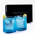 Upcycled Bombay Sapphire Gin Glasses for Drinks - Set of 2 with Velvet Gift Box | Eco-friendly Glassware handcrafted from Gin bottles | Ideal for Gin, Whiskey, Juices, Smoothies, Cocktails