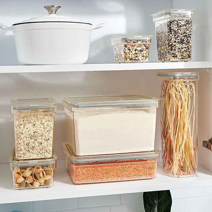 iDesign Medium Tall Dry Goods Storage Bin, The Fresh Collection – 5” L x 8.1” W x 6” H, Clear Bin