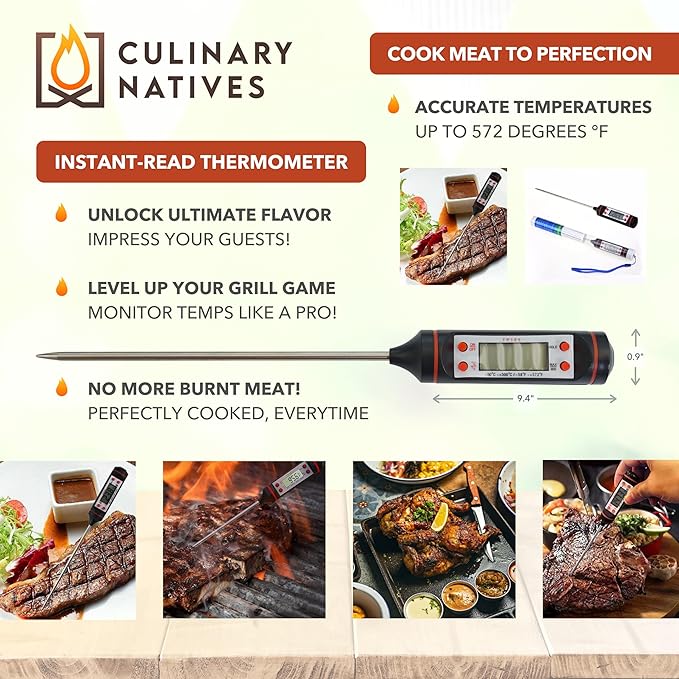 Smoker Gloves and Meat Claws | Instant-Read Thermometer | No.1 Silicone Smoker Gloves & Pulled Pork Claws | Heavy-Duty Heatproof BBQ Mitts and Meat Shredders for Barbecue, Grilling, Smoking, Shredding